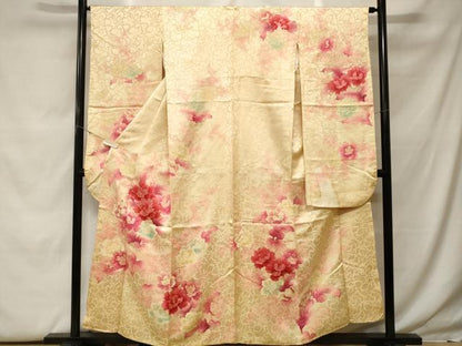 平和屋着物■豪華振袖　駒刺繍　草花文　暈し染め　正絹　逸品　CABF9953ev