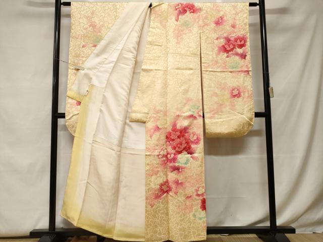 平和屋着物■豪華振袖　駒刺繍　草花文　暈し染め　正絹　逸品　CABF9953ev