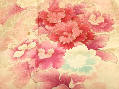 平和屋着物■豪華振袖　駒刺繍　草花文　暈し染め　正絹　逸品　CABF9953ev