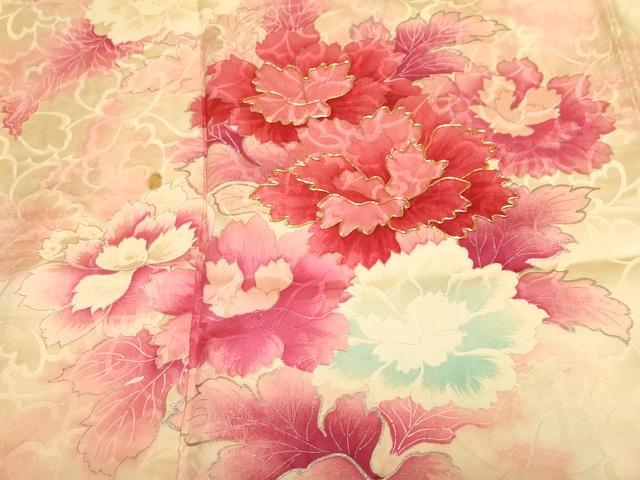 平和屋着物■豪華振袖　駒刺繍　草花文　暈し染め　正絹　逸品　CABF9953ev