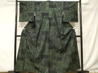 平和屋着物■上質な紬　枝葉横段文　正絹　逸品　CABF9956ev