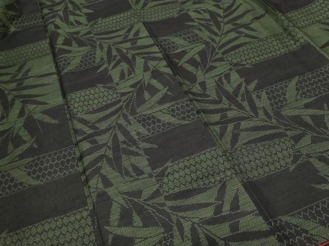 平和屋着物■上質な紬　枝葉横段文　正絹　逸品　CABF9956ev