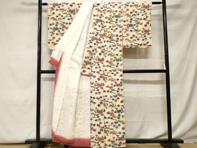 平和屋着物■上質な小紋　型染め　松竹梅風景文　正絹　逸品　CABF9957ev