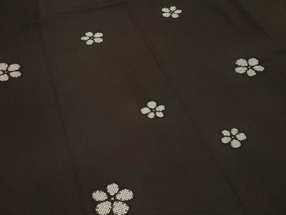 平和屋着物■上質な小紋　舞花文　黒地　正絹　逸品　CABF9958ev