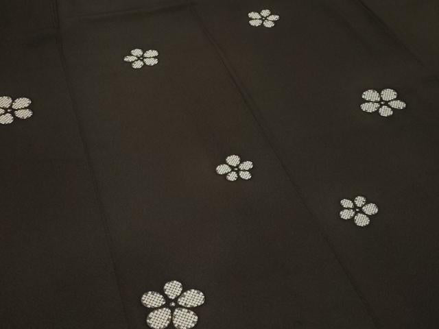 平和屋着物■上質な小紋　舞花文　黒地　正絹　逸品　CABF9958ev