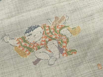平和屋着物■上質な紬　童子遊び　正絹　逸品　CABF9959ev
