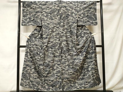 平和屋着物■上質な紬 遠山風景文 正絹 逸品 CABF9961ev