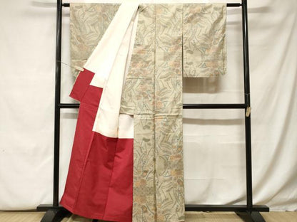 平和屋着物■本場大島紬　7マルキ　草花文　正絹　逸品　CABF9962ev