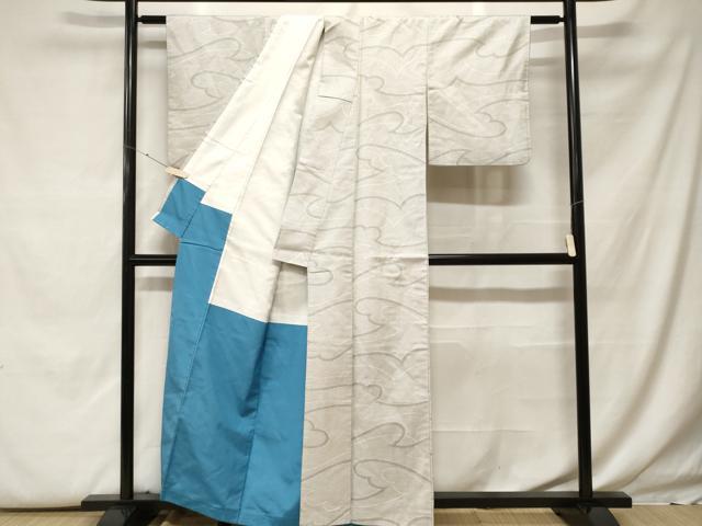 平和屋着物■上質なお召　幾何学文　正絹　逸品　CABF9964ev