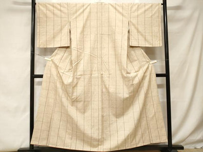 平和屋着物■上質な紬　格子柄　正絹　逸品　CABF9966ev