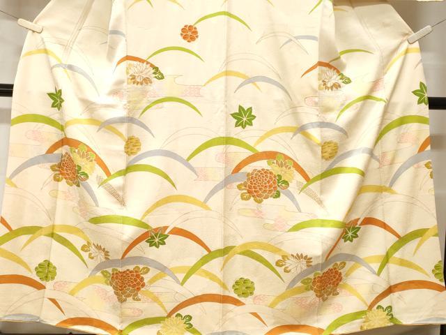 平和屋着物■訪問着　芝草エ霞舞花文　金彩　正絹　逸品　CABF9968ev