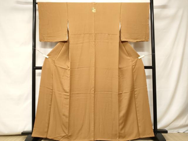 平和屋着物■上質な色無地　舞花地紋　黄土色　正絹　逸品　CABF9974ev