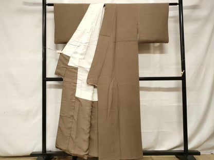 平和屋着物■上質な色無地　油色　正絹　逸品　CABF9975ev