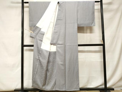平和屋着物■巨匠　前田華清　手描き　色無地　霞地紋　鼠色　正絹　逸品　未使用　CABF9976ev