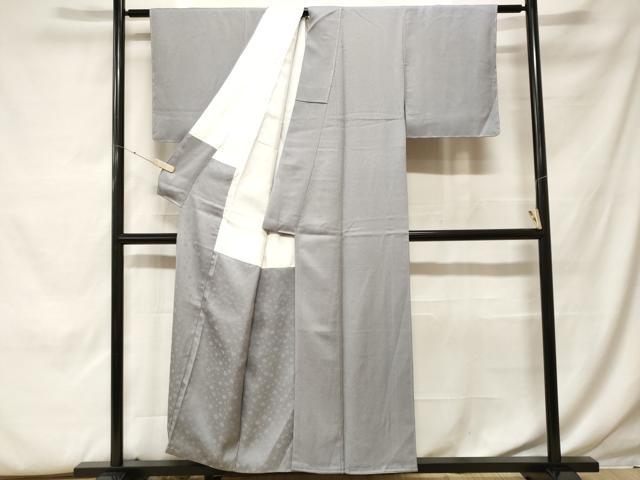 平和屋着物■巨匠　前田華清　手描き　色無地　霞地紋　鼠色　正絹　逸品　未使用　CABF9976ev