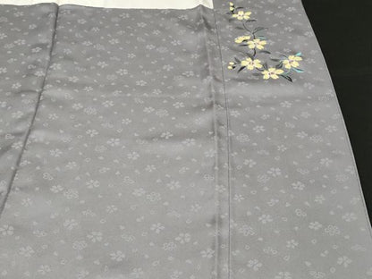 平和屋着物■巨匠　前田華清　手描き　色無地　霞地紋　鼠色　正絹　逸品　未使用　CABF9976ev