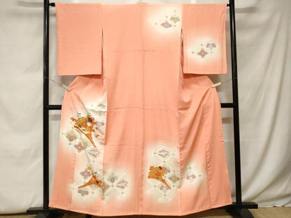 平和屋着物■訪問着　駒刺繍　檜垣花文　向かい鳥　暈し染め　金彩　正絹　逸品　CABF9978ev