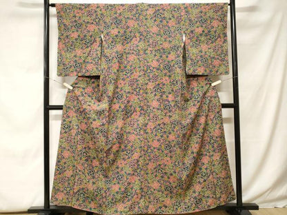 平和屋着物■上質な小紋　型染め　花尽くし文　正絹　逸品　CABF9982ev