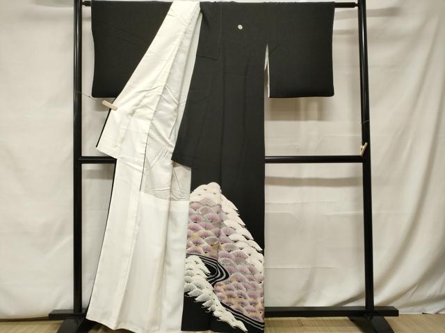平和屋着物■豪華黒留袖　駒刺繍　松葉文　金銀彩　正絹　逸品　CABF9984ev