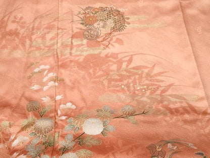 平和屋着物■訪問着　刺繍　枝花文　花車文　暈し染め　金彩　正絹　逸品　CABF9987ev