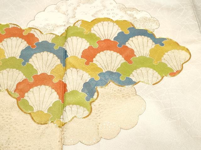 平和屋着物■訪問着　駒刺繍　雲取り吉祥文　暈し染め　金彩　正絹　逸品　CABF9992ev