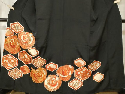 平和屋着物■豪華黒留袖 駒刺繍 鳳凰吉祥枝梅文 金彩 正絹 逸品 CABF9996ev