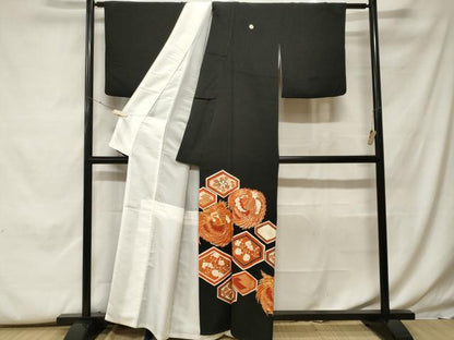 平和屋着物■豪華黒留袖 駒刺繍 鳳凰吉祥枝梅文 金彩 正絹 逸品 CABF9996ev