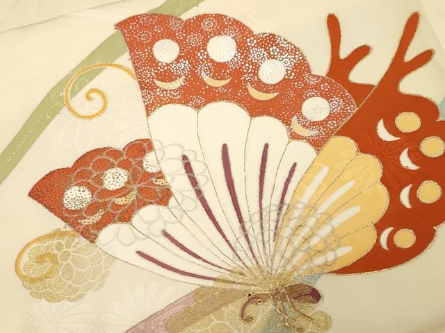 平和屋着物■豪華振袖 駒刺繍 露芝花蝶文 金銀彩 正絹 逸品 CABF9997ev