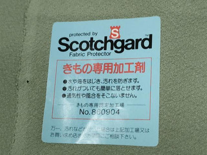 平和屋着物●上質な色無地　山葵色　反端付き　正絹　逸品　未使用　CABG0003yc