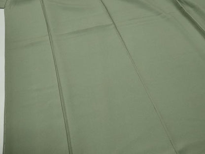 平和屋着物●上質な色無地　山葵色　反端付き　正絹　逸品　未使用　CABG0003yc
