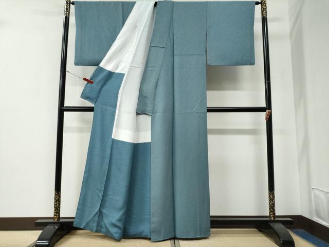平和屋着物●伝統工芸士　伊藤華山　色無地　花地紋　舛花色　反端付き　正絹　逸品　CABG0005yc