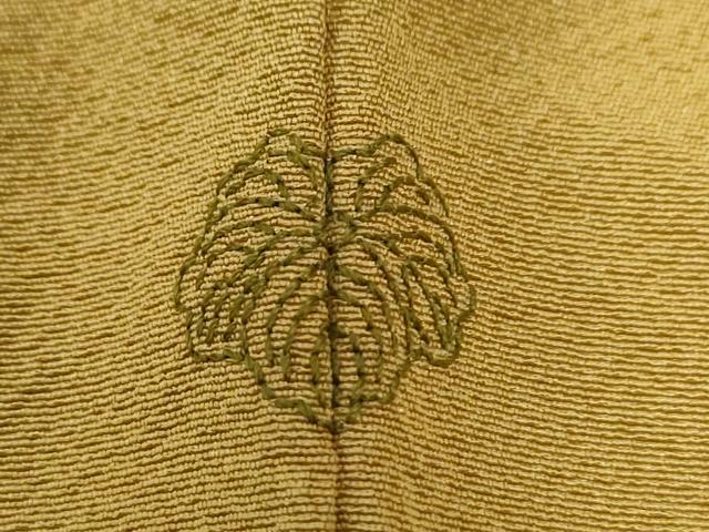平和屋着物●上質な色無地　堅牢草木染　黄朽葉色　反端付き　正絹　逸品　CABG0007yc