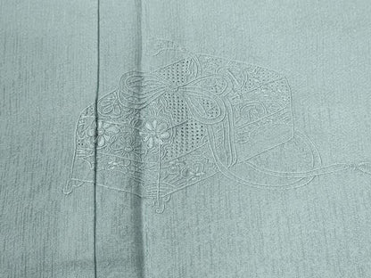平和屋着物●中国三大刺繍　スワトウ刺繍　総刺繍　無地絵羽訪問着　文箱花文　秘色色　反端付き　正絹　逸品　未使用　CABG0008yc