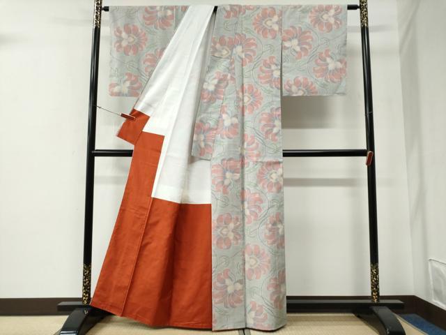 平和屋着物●本場大島紬　7マルキ　更紗花唐草文　重田季隆作　証紙付き　正絹　逸品　CABG0010yc