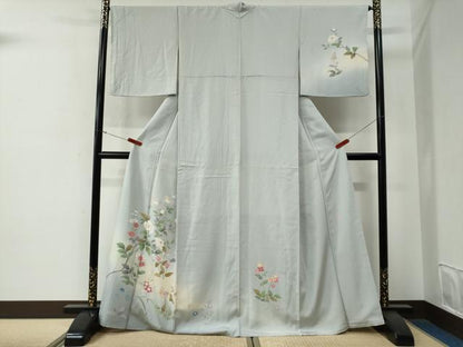 平和屋着物●訪問着　友禅　作家物　枝花文　暈し染め　正絹　逸品　CABG0014yc