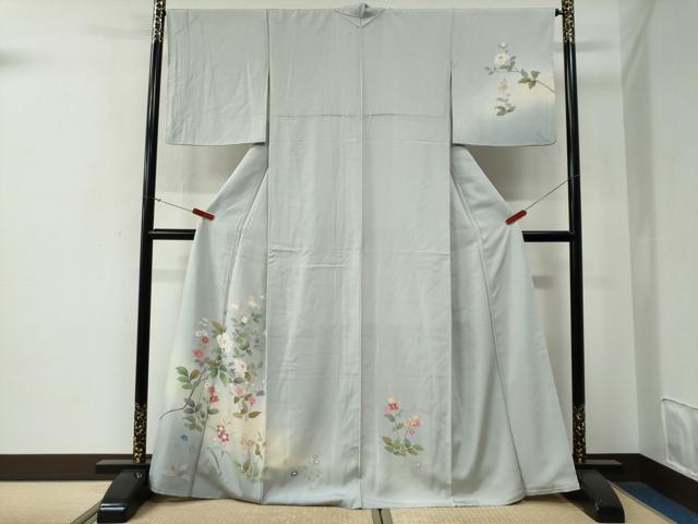 平和屋着物●訪問着　友禅　作家物　枝花文　暈し染め　正絹　逸品　CABG0014yc
