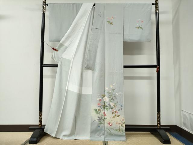 平和屋着物●訪問着　友禅　作家物　枝花文　暈し染め　正絹　逸品　CABG0014yc