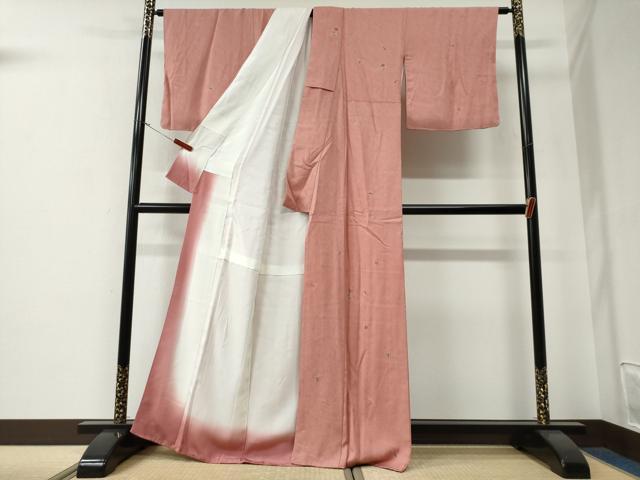 平和屋着物●友禅作家の巨匠　浅井青仁　小紋　吹き寄せ文　金彩　正絹　逸品　未使用　CABG0015yc