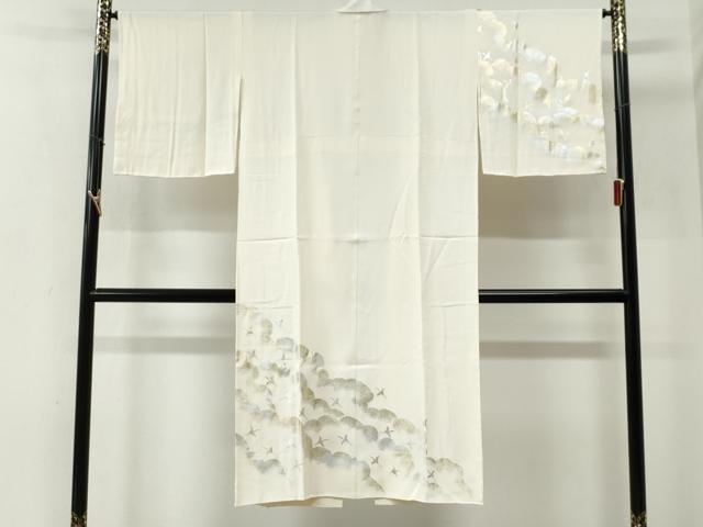 平和屋着物●長襦袢　袷　雲取り飛鶴文　金銀彩　正絹　逸品　未使用　CABG0020yc