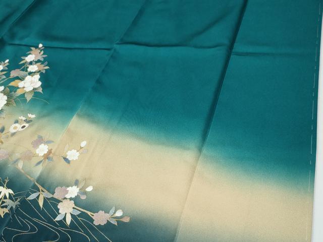 平和屋着物●訪問着　立波草花文　暈し染め　金彩　ロング丈　正絹　逸品　未使用　CABG0022yc