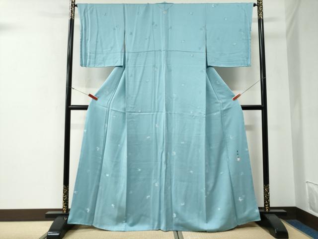 平和屋着物●上質な小紋　作家物　総刺繍　紗綾形菊文　正絹　逸品　未使用　CABG0027yc
