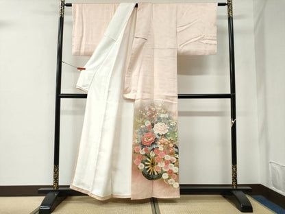 平和屋着物●京友禅の第一人者　松井青々　色留袖　駒刺繍　牡丹花車文　暈し染め　金彩　正絹　逸品　CABG0029yc