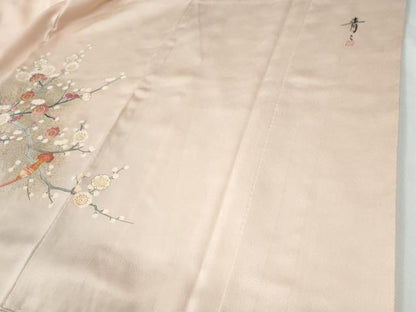 平和屋着物●京友禅の第一人者　松井青々　色留袖　駒刺繍　牡丹花車文　暈し染め　金彩　正絹　逸品　CABG0029yc