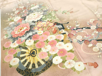 平和屋着物●京友禅の第一人者　松井青々　色留袖　駒刺繍　牡丹花車文　暈し染め　金彩　正絹　逸品　CABG0029yc