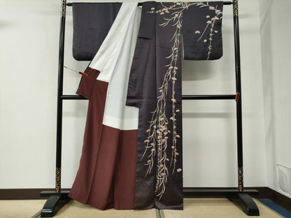 平和屋着物●訪問着　刺繍　万寿菊　金彩　正絹　逸品　CABG0030yc
