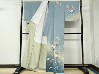 平和屋着物●京友禅伝統工芸士　坂東峰彩　訪問着　枝花文　暈し染め　正絹　逸品　CABG0031yc