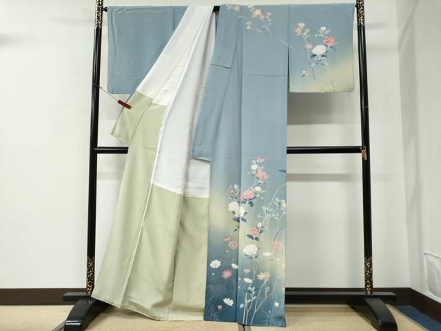 平和屋着物●京友禅伝統工芸士　坂東峰彩　訪問着　枝花文　暈し染め　正絹　逸品　CABG0031yc