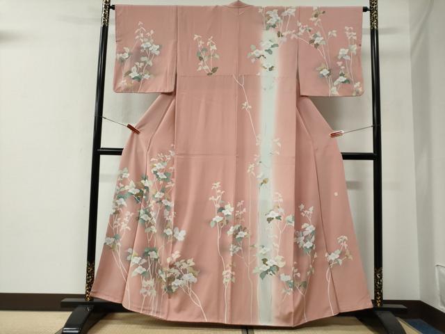 平和屋着物●訪問着　友禅　作家物　枝花文　暈し染め　正絹　逸品　CABG0034yc