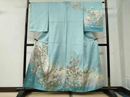 平和屋着物●螺鈿作家　藤本隆士　訪問着　枝菊文　暈し染め　金銀彩　正絹　逸品　CABG0035yc