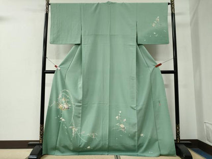平和屋着物●京加賀友禅　百貫石峰　訪問着　花籠文　松坂屋扱い　ロング丈　正絹　逸品　CABG0038yc